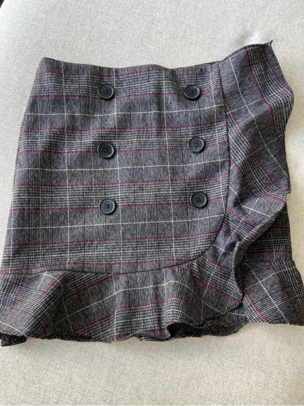 Plaid Ruffle Hem Mini Skirt
